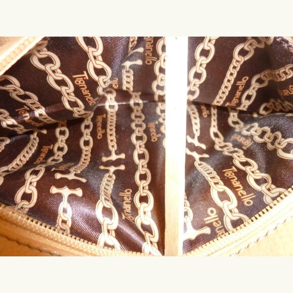 TIGNANELLO TAN LEATHER SHOULDER/SATCHEL HANDBAG, SILVER TONE HARDWARE - Picture 6 of 7